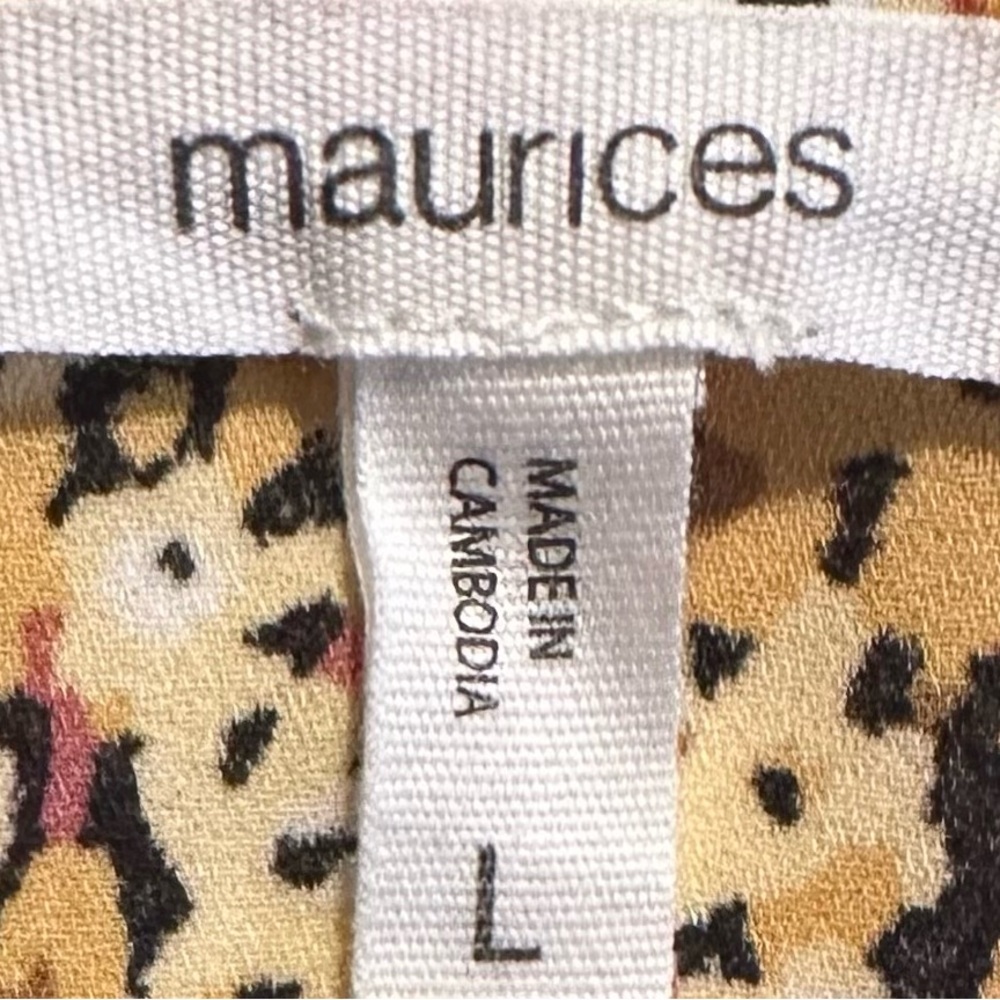 MAURICES Size LARGE Floral Top - Multicolored Roll-tab Sleeved Blouse - Picture 5 of 6